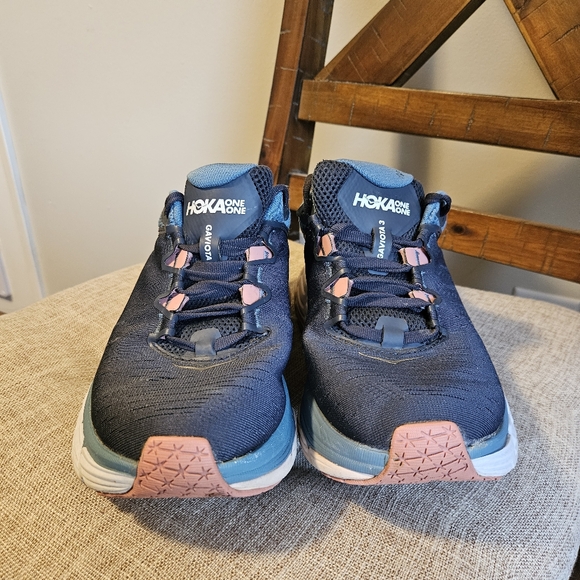 Hoka One One Gaviota 3 Women's Athletic Shoes Dark Blue Light Pink Size 7D - Picture 3 of 10